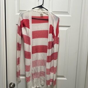 Roxy Striped Pink and White Women's Sweater